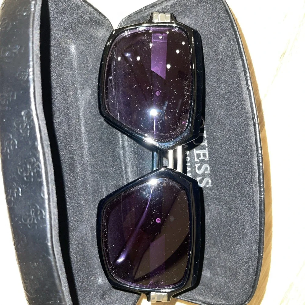 Guess by Marciano Sunglasses Black Frame Purple Gradient Lens Designer‎ w/ Case